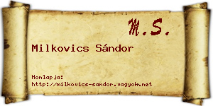 Milkovics Sándor névjegykártya