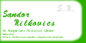 sandor milkovics business card