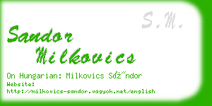 sandor milkovics business card
